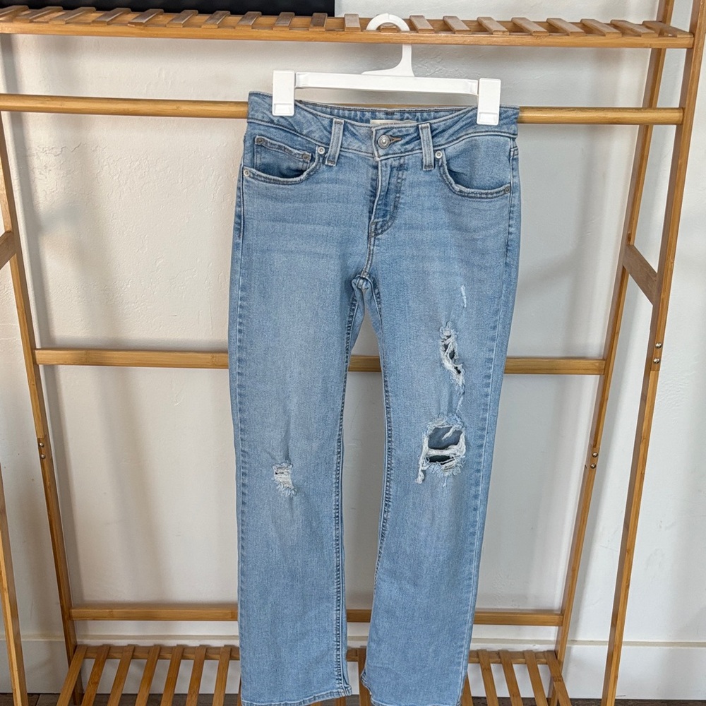 Levi's Light Blue Distressed Boot Cut Jeans